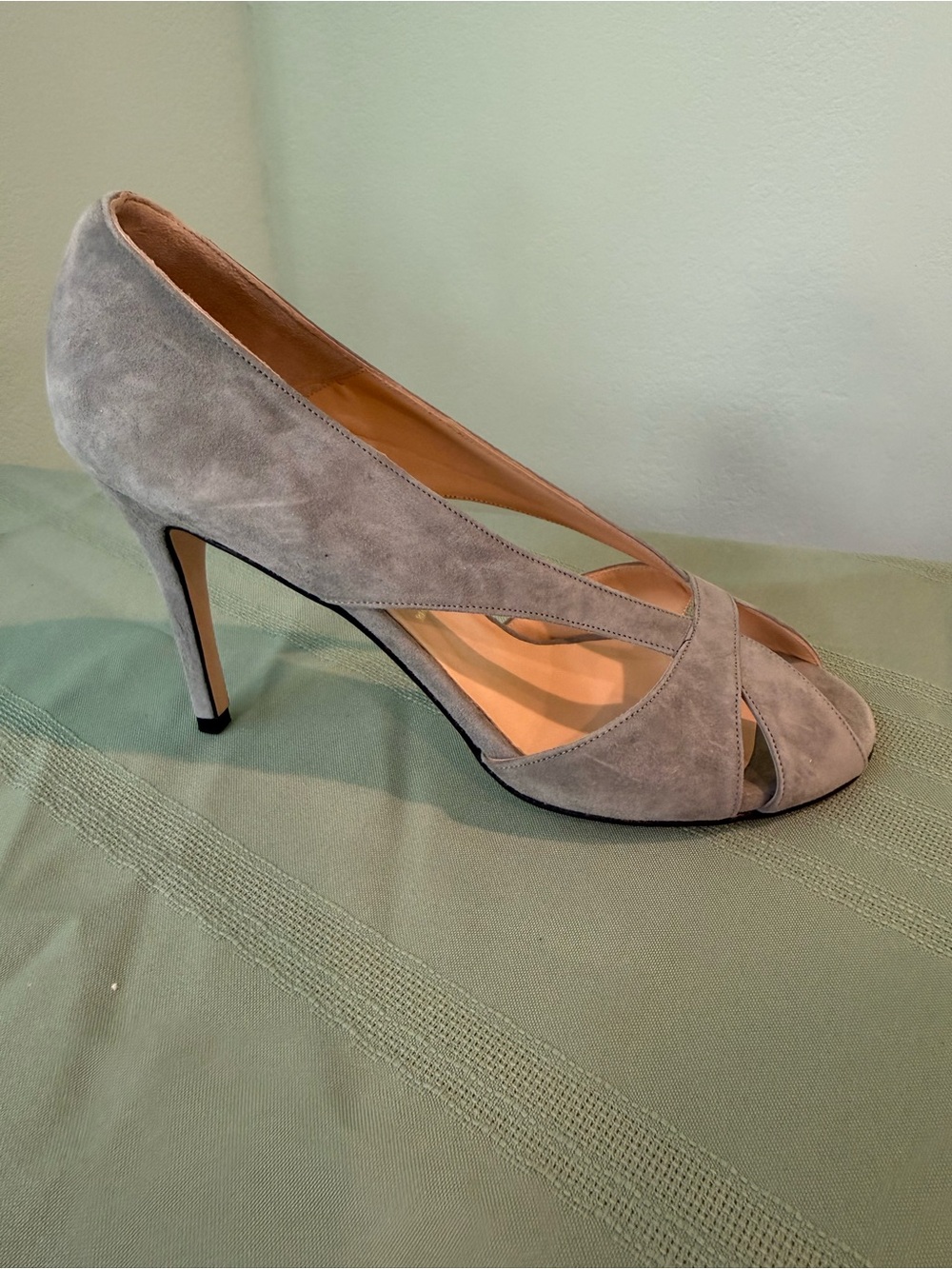 Butter “Shandy” Peep Toe Pump Grey Leather Sandals 10 BNIB